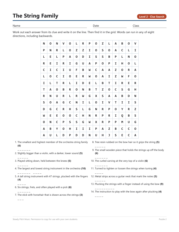 Level 2, the same topic with a definition for each word